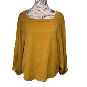 Anthropologie Akemi + Kin Puff Sleeve Mustard Blouse Women’s Size XS Boho